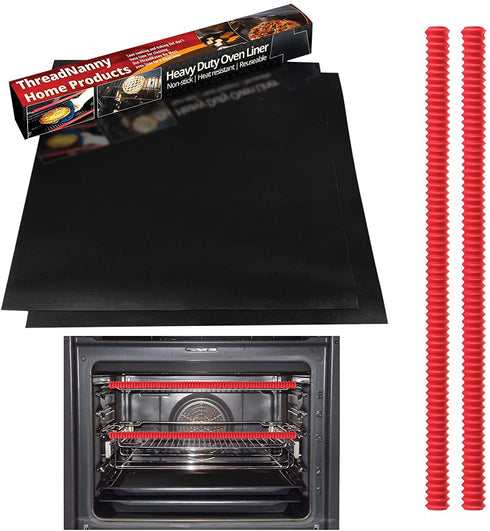 2 Pack Large Oven Liner Mats and 2 Silicon Oven Rack Protector Guard Non Stick Liner for Bottom of Oven for Electric Gas and Microwave Ovens or Gas Grills