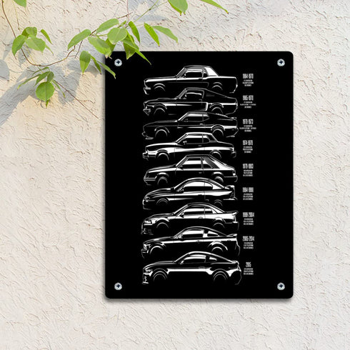 Ford Mustang History Metal Sign Aluminum Sign Decor for House Bar Pub Plaque Poster Wall Art Sign 14x11 Inch