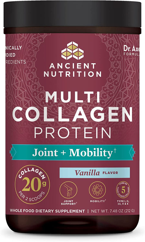 Ancient Nutrition Collagen Powder Protein, Multi Collagen Protein Powder Joint + Mobility, 20 Serving, Joint Supplement with Hydrolyzed Collagen Peptides for Post Workout, 7.48oz