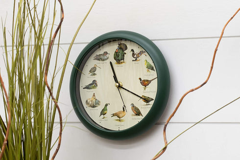 Mark Feldstein & Associates Singing Wild Game Birds of North America Hunting Wall/Desk Sound Clock, 8 Inch