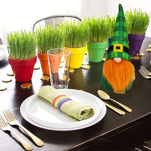 Medoore 2 Pack St. Patrick's Day Gnome Decorations, Irish Leprechaun Swedish Gnome Ornaments Green Irish Leprechaun Tomte Gnomes Doll Elf for Home Decoration