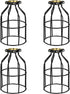 Simple Deluxe 4-Pack Adjustable Industrial Clamp on Metal Bulb Guard Cage for Pendant, Farmhouse Light Fixture, Vintage Lamp Shades and Hanging Lamp, Black