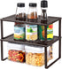 SONGMICS Cabinet Shelf Organizers, Stackable, Expandable, Set of 2 Metal Kitchen Counter Shelves, Brown UKCS01BR
