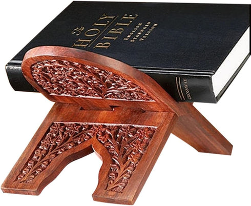 Carved Rosewood Bible Hymnal or Missal Display Stand, 10 Inch