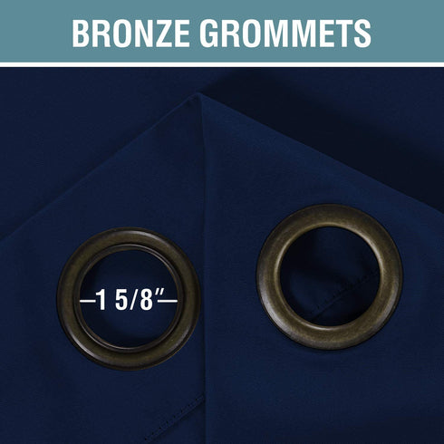 Thermal Insulated Blackout Curtains for Bedroom 63 Inches Long Grommet Window Treatment Panel for Living Room Energy Efficient Curtains 63 Inche Length - Solid in Navy Blue - One Panel