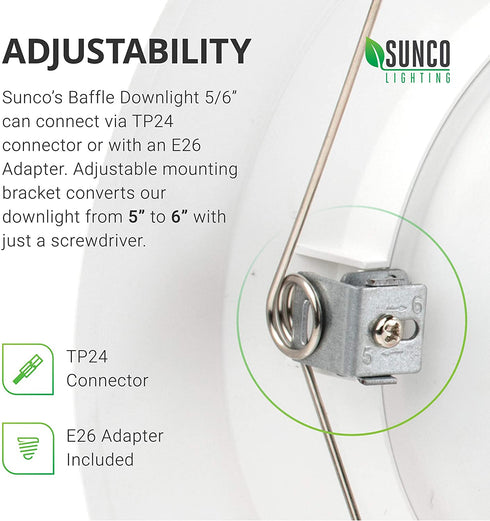 Sunco Lighting 5/6 Inch LED Can Lights Retrofit Recessed Lighting, Baffle Trim, Dimmable, 2700K Soft White, 13W=75W, 1050 LM, Damp Rated, Replacement Conversion Kit, UL Energy Star 4 Pack