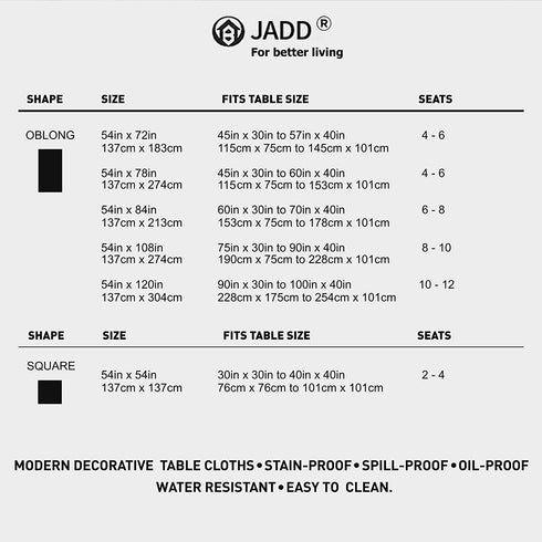 JADD Rectangle Vinyl Tablecloth 100% Waterproof Oil Proof Stainproof Wipeable PVC Table Cloth for Outdoor,Camping,Banquet Dining Vinyl Tablecloths - White Leaves, 54 x 78 Inch