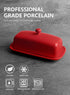 Sweese 307.104 Porcelain Butter Dish with Lid, Perfect for East West Coast Butter, Red