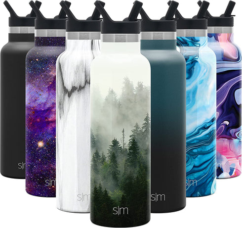 Simple Modern Water Bottle with Narrow Mouth Straw Lid Metal Thermos Vacuum Insulated Stainless Steel l Reusable Leak Proof BPA-Free Flask | Ascent Collection | 20oz, Mystical Forest