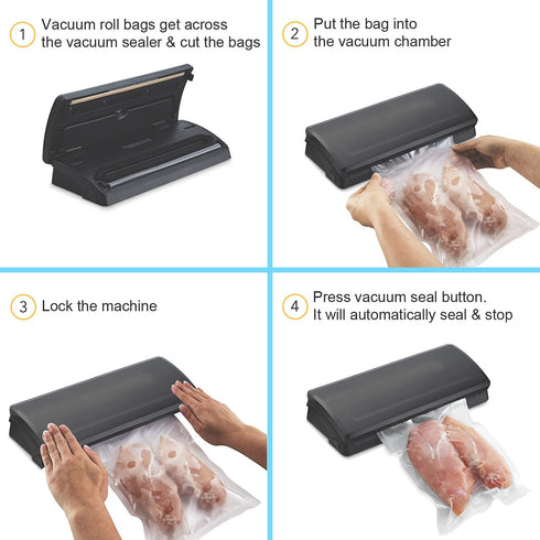Houseables Vacuum Sealer Bags, Sous Vide Rolls, Two (2), Large 11 Inch x 50 Ft, Commercial Grade Plastic, Food Vac Storage & Seal, Airtight Vacume Saver, Microwave & Freezer Safe, Store A Meal
