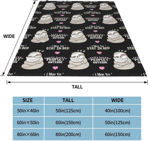 Multi Theme Blanket Size Lightweight Super Soft Comfortable Luxury Bed Blanket Microfiber(Black Sloth 40"x50")