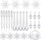 FEPITO 57 PCS Acrylic Christmas Decoration Acrylic Snowflake Icicles Christmas Icicle Snowflake with Crystal Line Ornaments Set for Christmas Tree Decorations