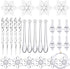 FEPITO 57 PCS Acrylic Christmas Decoration Acrylic Snowflake Icicles Christmas Icicle Snowflake with Crystal Line Ornaments Set for Christmas Tree Decorations