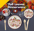 HAIL Thanksgiving Paper Plates Set, Thanksgiving Disposable Dinnerware Set for 10 Guests includes 10 9In Dinner Plates10 7In Dessert Plates and 10 Set Wooden Cutlery -Happy Harvest and Give Thanks
