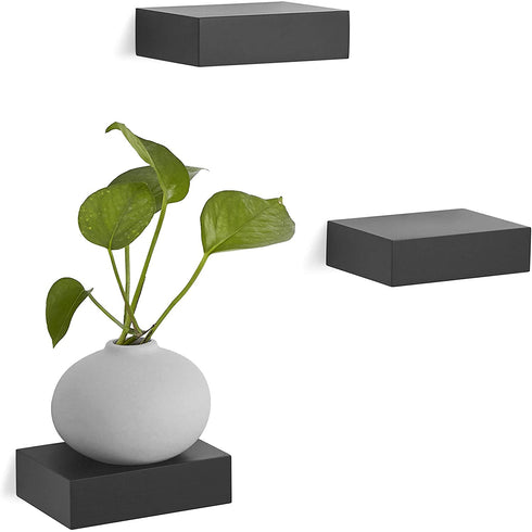 Umbra 325560-040 Showcase Shelves Set Gallery Display, Floating Wall Shelf for Small Objects and More (Set of 3), Black