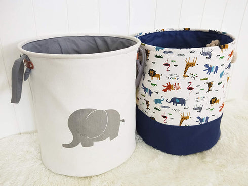 HIYAGON Storage Baskets,Cotton foldable round Home organizer Bin for Baby Nursery,Toys,Laundry,Baby clothing,Gift Baskets(Elephant)
