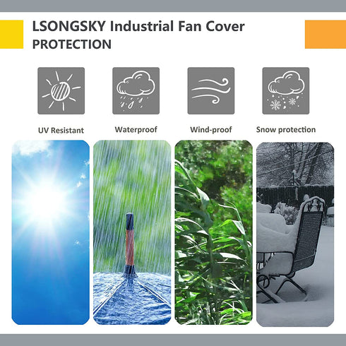 LSongSKY Industrial Fan Cover?Waterproof&Dustproof Cover suitable for 18"20"High Velocity Electric Industrial and Home Floor Fan,600D Oxford fabric, Silver coating(24"x7.5"x24")