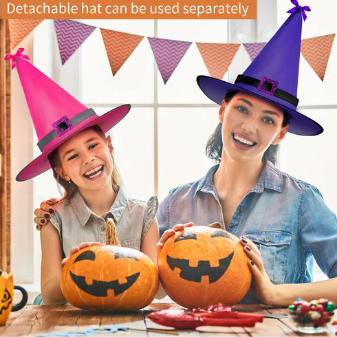 YEGKGO 2PCS 56" Halloween Ghost Windsocks with LED Lights and Hat, Halloween Hanging Windsocks, Outdoor Halloween Decorations for Yard, Patio, Lawn, Garden, Tree