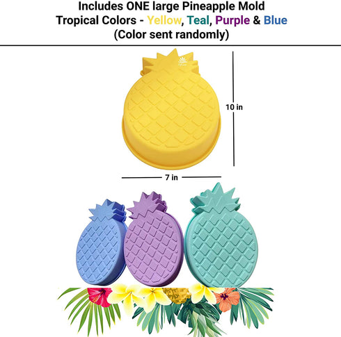 Pineapple Mold Silicone Hawaiian Chocolate Molds Summer Smash Cakes and Breakables, Cake Pan for Baking Luau, Tropical Hawaii Theme Decor and Birthdays- Large 3D Pineapple Mold, 10x7 inches