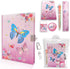 Girls Diary with Lock, Kids Journal Stationary Set for PreSchool Teen Learning Writing Drawing Age 6,8,10,12 Years Butterfly Gift with Notebook Memo NotePad Six Multicolored Pen Ruler Sharpener Eraser