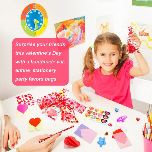 28 Pack Valentines Day Gifts for Kids , Valentines Cards Stickers Pencils Boys Girls, 252 PCS Valentine Exchange Party Favors Toys for School Classroom