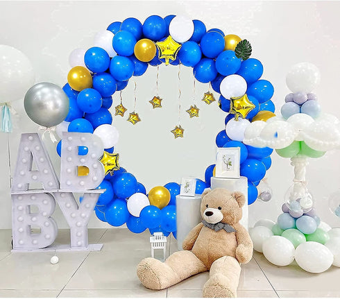 Elecrainbow 62 Inch Large Size Round Backdrop, Reusable Circle Frame Balloon Kit for Party, Birthday, Wedding, Graduation, Baby Shower, Photo Background, Tools and Balloons Included, 52 Pieces (62 Inch)