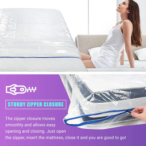 Queen - Mattress Bag Enhanced with Zipper 5.5 mil Extrem Thick for Moving & Long-Term Storage - Tear Resistant and Waterproof - Extrem Heavy Duty