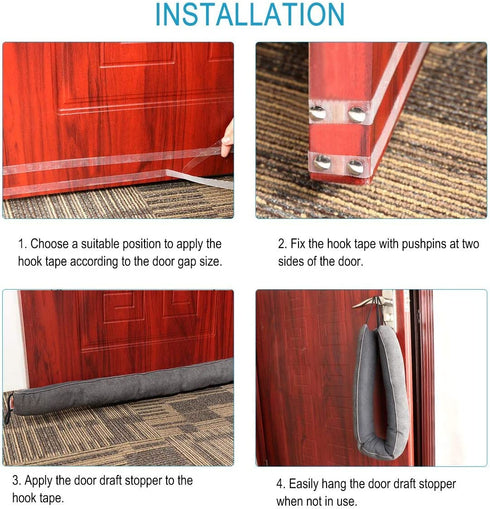 BAINING Door Draft Stopper, 36 inches Weighted Fabric Bottom Seal Sound Blocker Window Draft Guard, Cover Bottom Gap Stop Drafty and Block Noise for Doors and Windows, Machine Washable, Grey