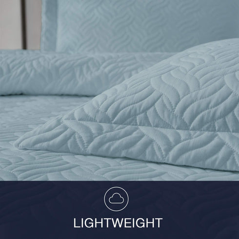 Tempcore Quilt Set Coverlet King Size Light Blue 3 Piece,Microfiber Lightweight Soft Bedspread for All Season,King Light Blue,(1 Quilt,2 Shams)