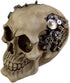 Steampunk Cyborg Protruding Gear Work Human Skull Statue Clockwork Gear Design Skeleton Cranium Figurine