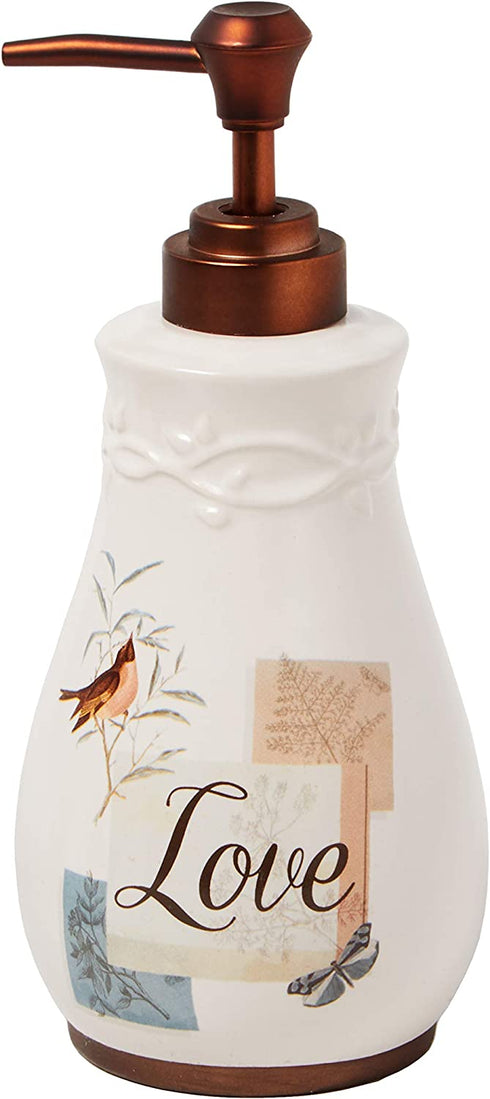 SKL Home New Hope Soap Dispenser, 7.11" x 3.15" x 3.15", Cream