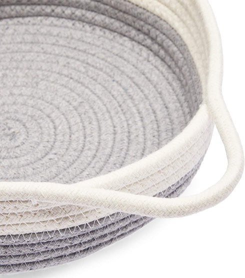 Juvale Grey Woven Basket Set with Handles (9.8 x 8.7 x 2.8 in, 3 Pack)
