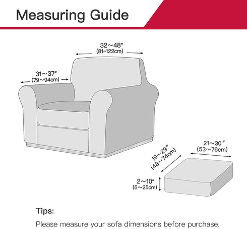 maxmill Velvet Stretch Chair Sofa Slipcovers 2 Pieces Armchair Covers Couch Slipcover with Individual Cushion Cover Plush Sofa Cover Furniture Protector with Elastic Bottom, Armchair, Taupe