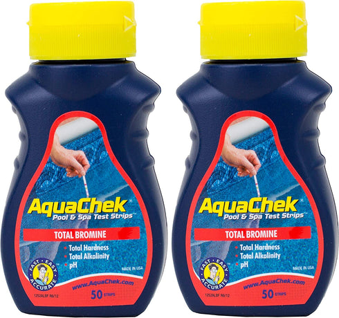 AquaChek 2 Red Swimming Pool Spa Test Kit Strips Bromine pH Alkalinity 50 Pack