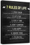 Inspirational Quotes Wall Art for Office 7 Rules of Life Motivational Poster Canvas Prints Framed Positive Affirmations Wall Decor Modern Home Artwork 12" x 16"