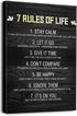Inspirational Quotes Wall Art for Office 7 Rules of Life Motivational Poster Canvas Prints Framed Positive Affirmations Wall Decor Modern Home Artwork 12" x 16"