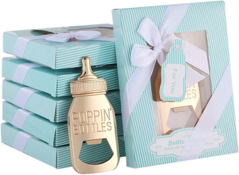 12pcs Poppin Bottle Opener Baby Shower Favor Gifts for Boy Girl with Exquisite Packaging Box Wedding Favor For Guests Baby Shower Souvenirs Party Supplies by WeddParty (New Blue)