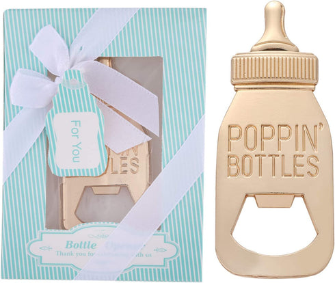 12pcs Poppin Bottle Opener Baby Shower Favor Gifts for Boy Girl with Exquisite Packaging Box Wedding Favor For Guests Baby Shower Souvenirs Party Supplies by WeddParty (New Blue)