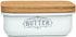 ThePerfectPicks Farmhouse Butter Dish with Lid for Countertop, Butter Keeper & Holder, Butter Container for Fridge with Wooden Freshness Seal, Enhance Kitchen Decor, Holds Two Sticks of Butter