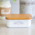 ThePerfectPicks Farmhouse Butter Dish with Lid for Countertop, Butter Keeper & Holder, Butter Container for Fridge with Wooden Freshness Seal, Enhance Kitchen Decor, Holds Two Sticks of Butter