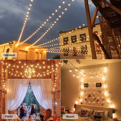 Outdoor String Light 25Feet G40 Globe Patio Lights with 27 Edison Glass Bulbs(2 Spare), Waterproof Connectable Hanging Light for Backyard Porch Balcony Deck Party Decor, E12 Socket Base, White