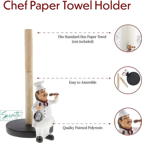 Fat Chef Figurine Paper Towel Holder Chef Kitchen Décor Collection