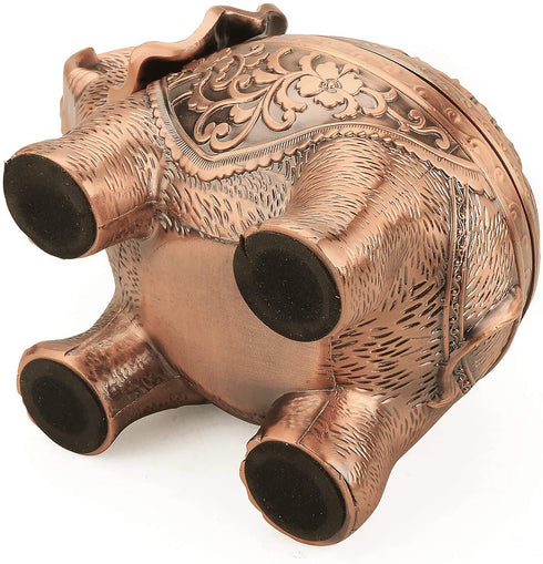 K COOL Alloy Incense Holder Stand Elephant Cone Coil Incense Burner Ash Catcher with Lid, Aromatherapy Ornament Home Decoration for Indoor Outdoor (Red Copper)