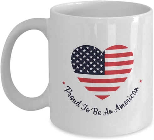 US Citizenship gifts - Proud to be an American - great unique idea for New USA citizen, Patriots and Independance Day Coffee Mug Ceramic Cup, White