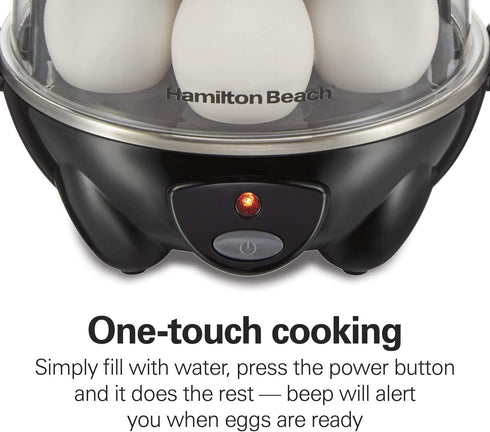 Hamilton Beach 3-in-1 Electric Hard Boiled Egg Cooker, Poacher & Omelet Maker, Holds 14, Black (25508)