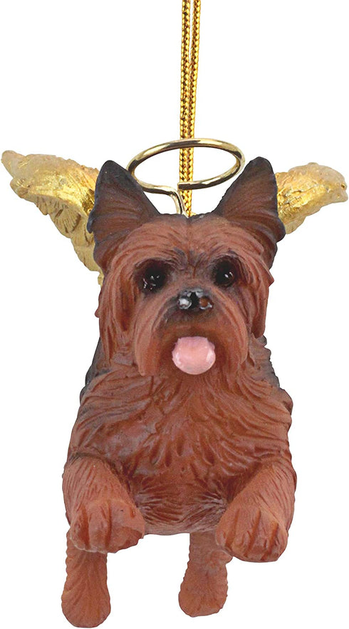 Design Toscano JH170737 Christmas Tree Ornaments - Honor The Pooch Yorkie Holiday Angel Dog Ornaments,Multi