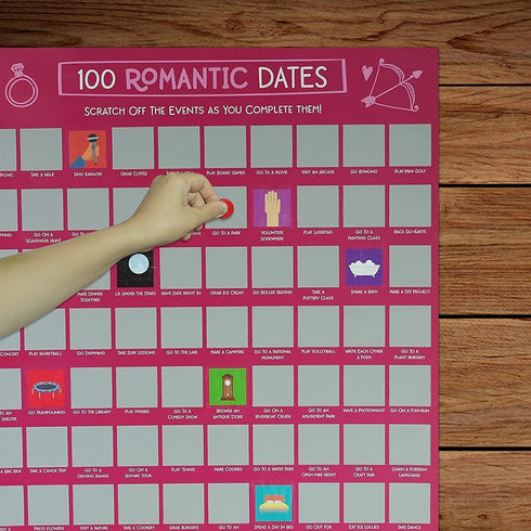 YOBRO 100 Dates Scratch Off Poster, Date Night Ideas Poster, Romantic Gifts for Women, Anniversary for Couples, Engagement Gifts for Her, or Just to Show Someone You Love Them
