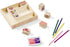 Melissa & Doug Wooden Stamp Set: Friendship - 9 Stamps, 5 Colored Pencils, and 2-Color Stamp Pad