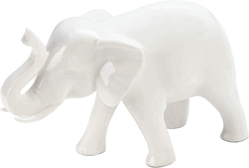 Sleek White Ceramic Elephant 7.25x3x4.75