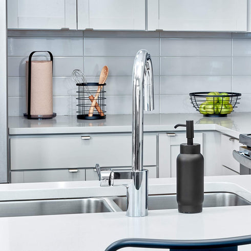 iDesign Austin Metal Liquid Soap Pump, Lotion Dispenser for Bathroom, Vanity, Bedroom, Desk, Office